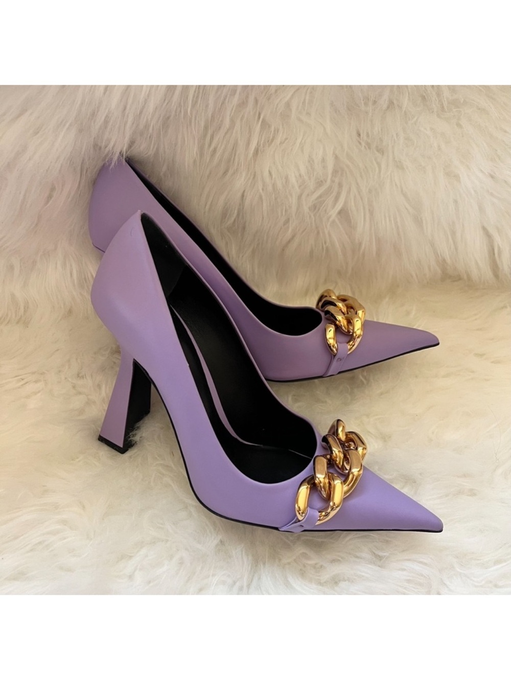 New! VERSACE Medusa Logo Chain Pointed Toe Pumps Heels - Picture 8 of 15